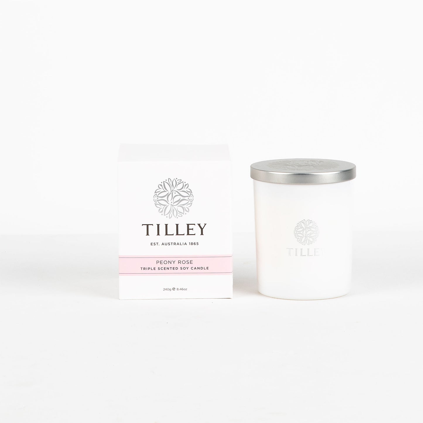 Tilley candle with packaging on a white background
