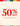 Promotional banner with '50% OFF' text on a beige background with colorful bars at the top and bottom.