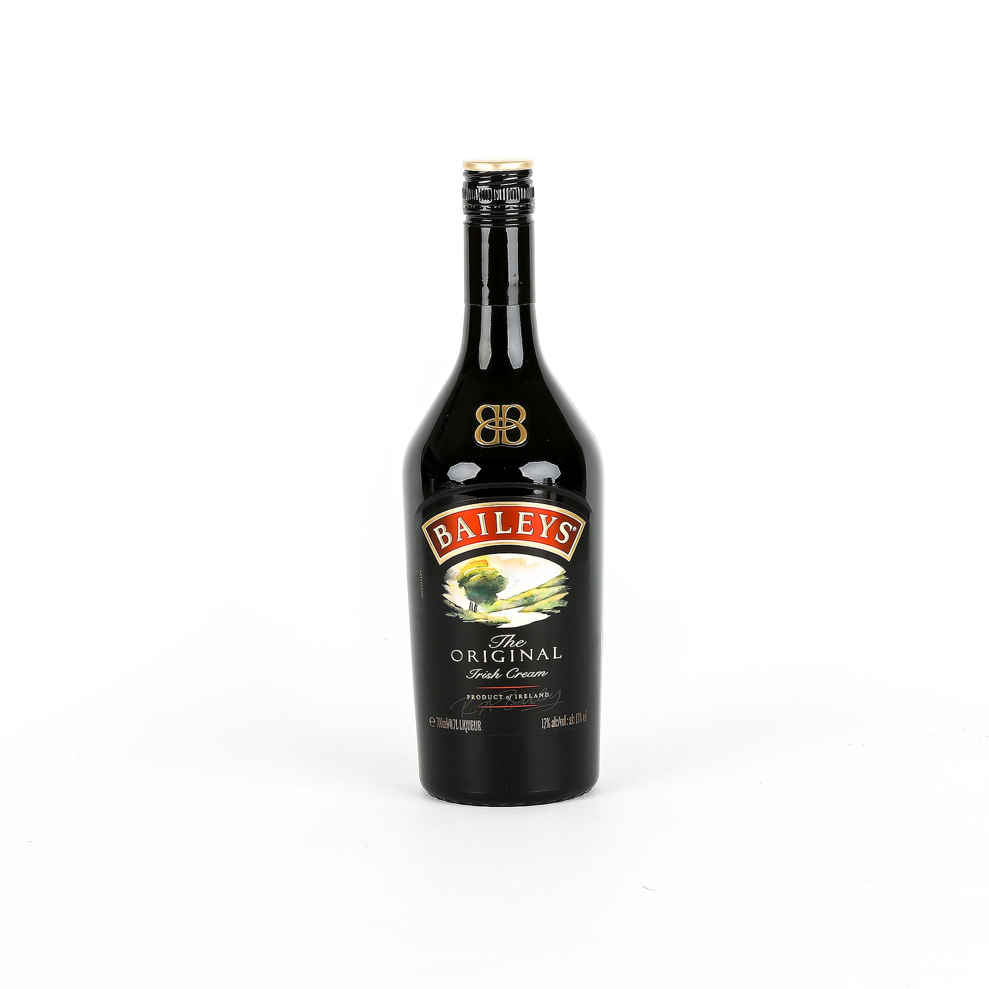 Baileys Irish Cream bottle on a white background