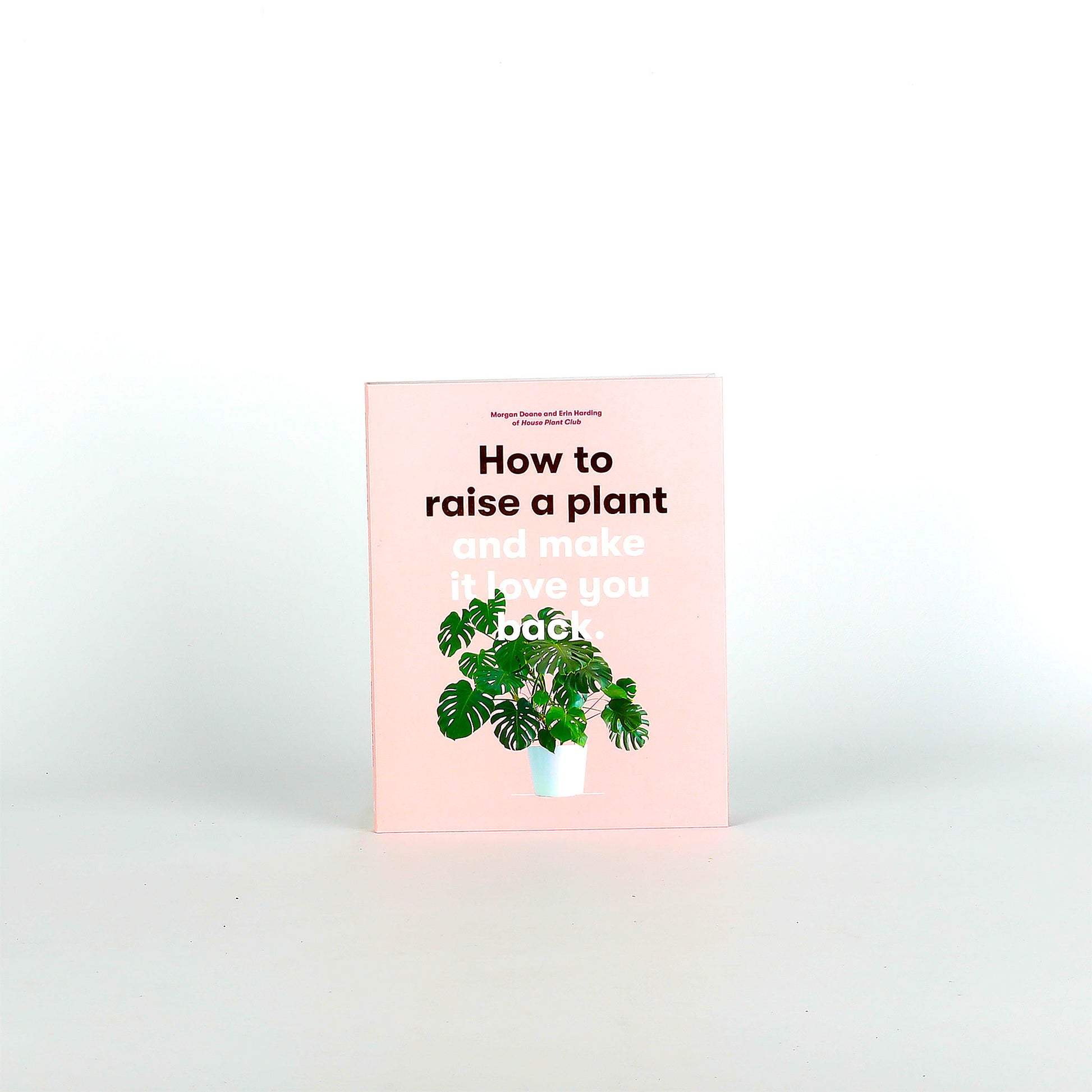 Book titled 'How to raise a plant and make it love you back' with a plant illustration on a white background