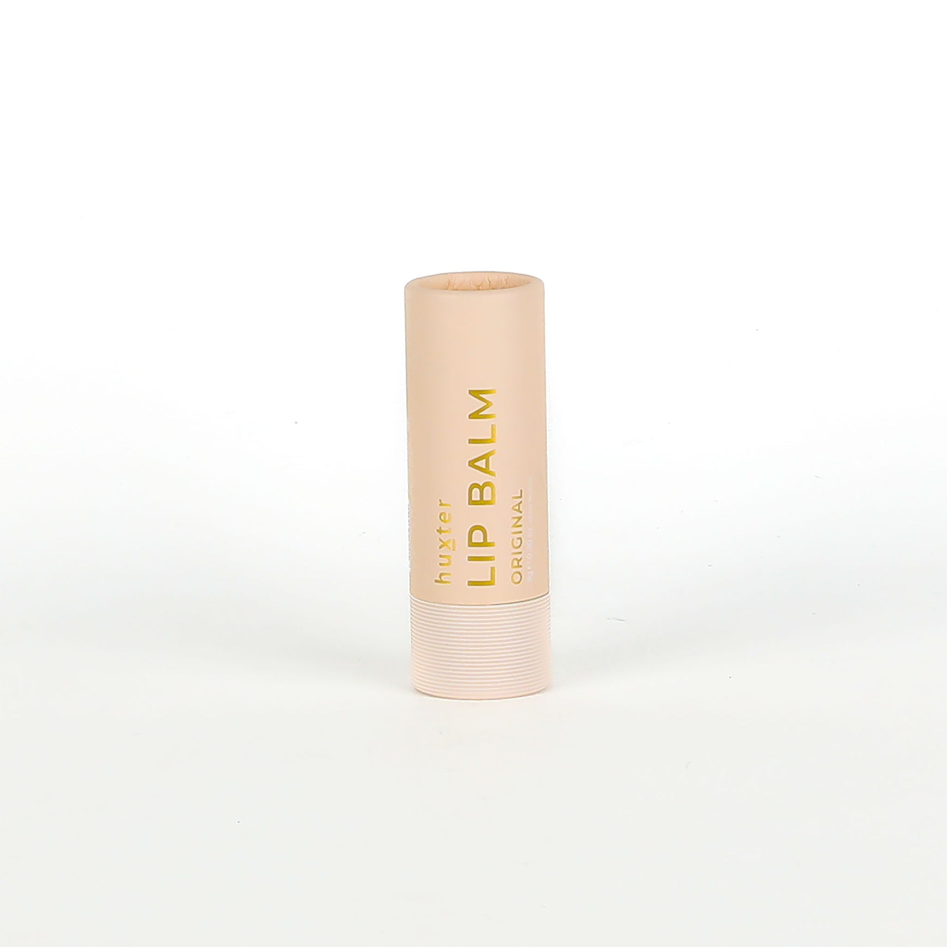 Lip balm tube on a white background