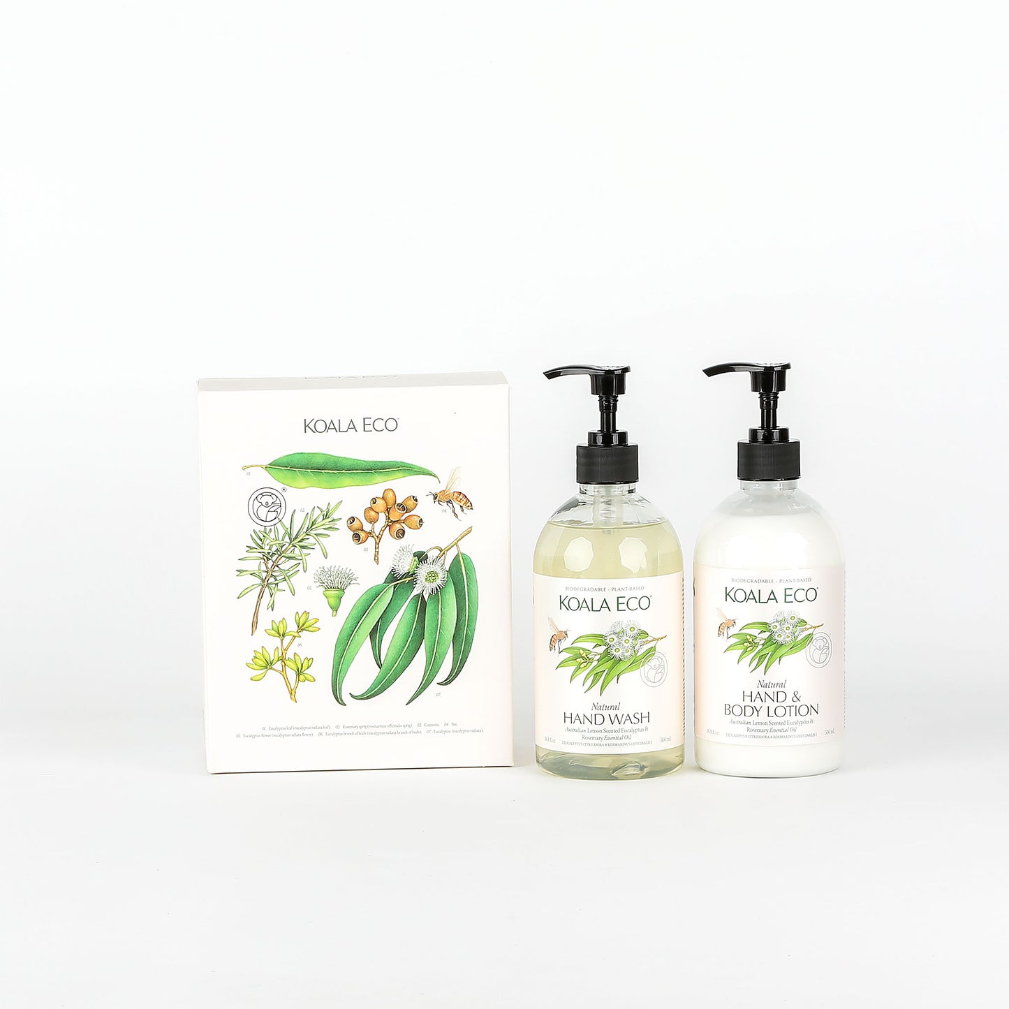 Koala Eco hand wash and lotion set on a white background