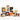 Assorted gourmet food items including chocolate, nuts, and spreads on a white background