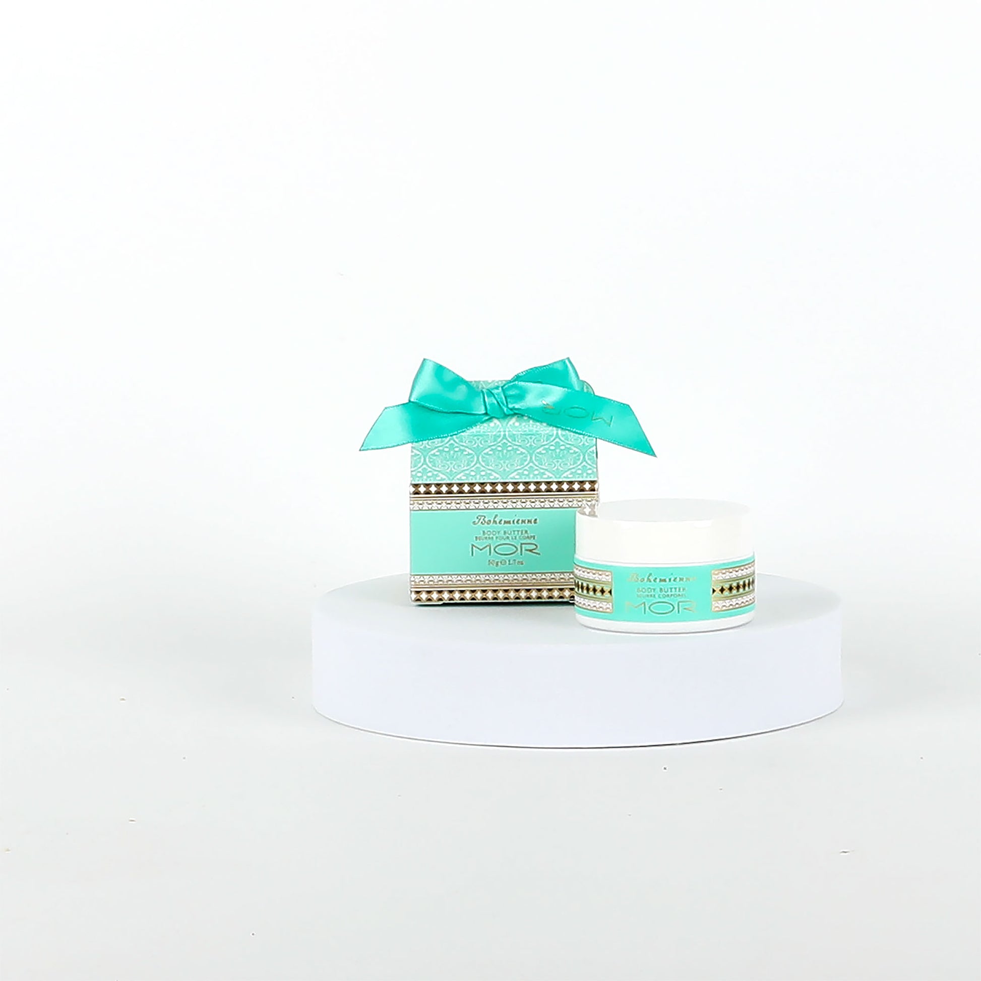 MOR body cream on a white background