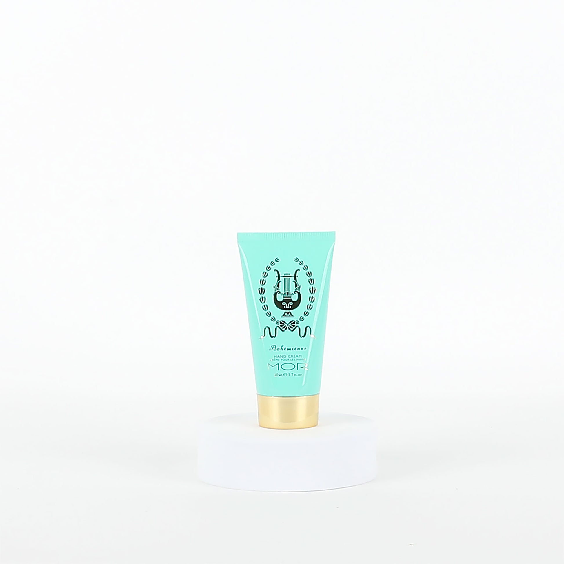 MOR hand cream tube on a white background