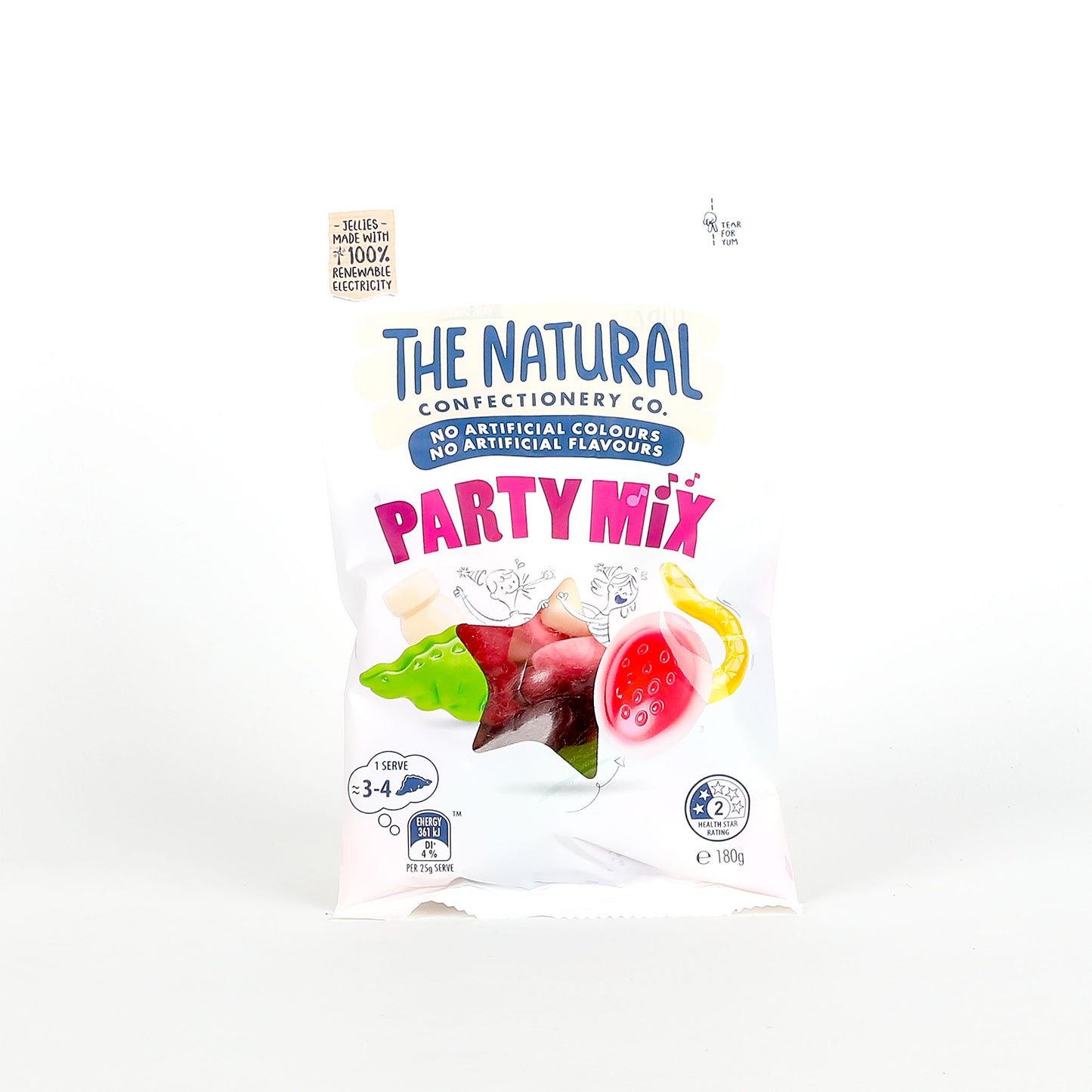 Pack of Natural Confectionery Co. mixed lollies on a white background