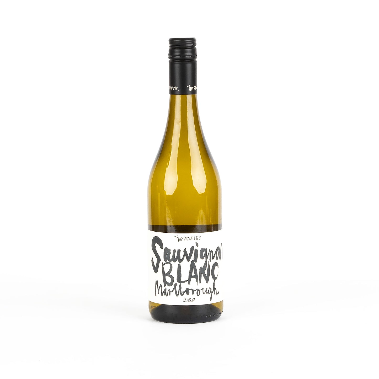 Bottle of Sauvignon Blanc wine on a white background