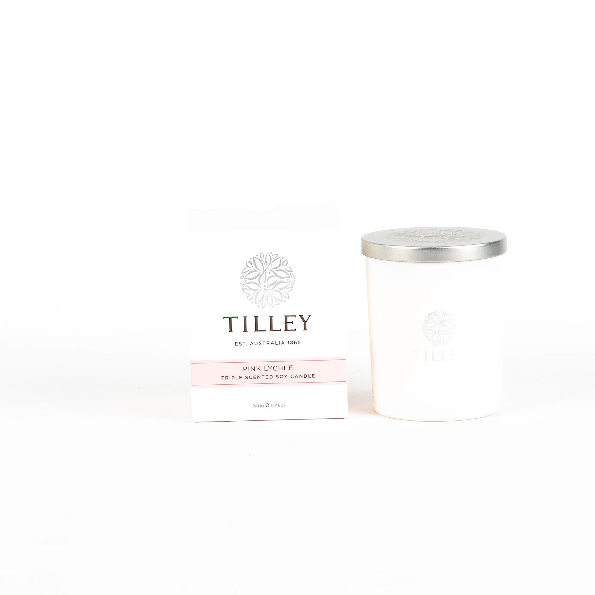 Tilley candle with packaging on a white background