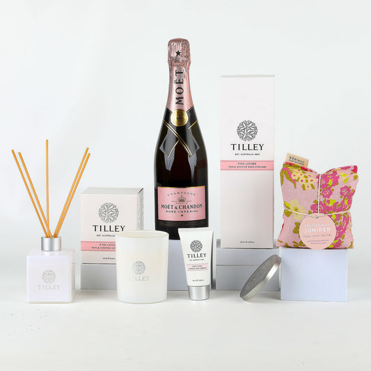 Moet & Chandon Rose with Pink Lychee Pamper & Tonic Heat Pillow