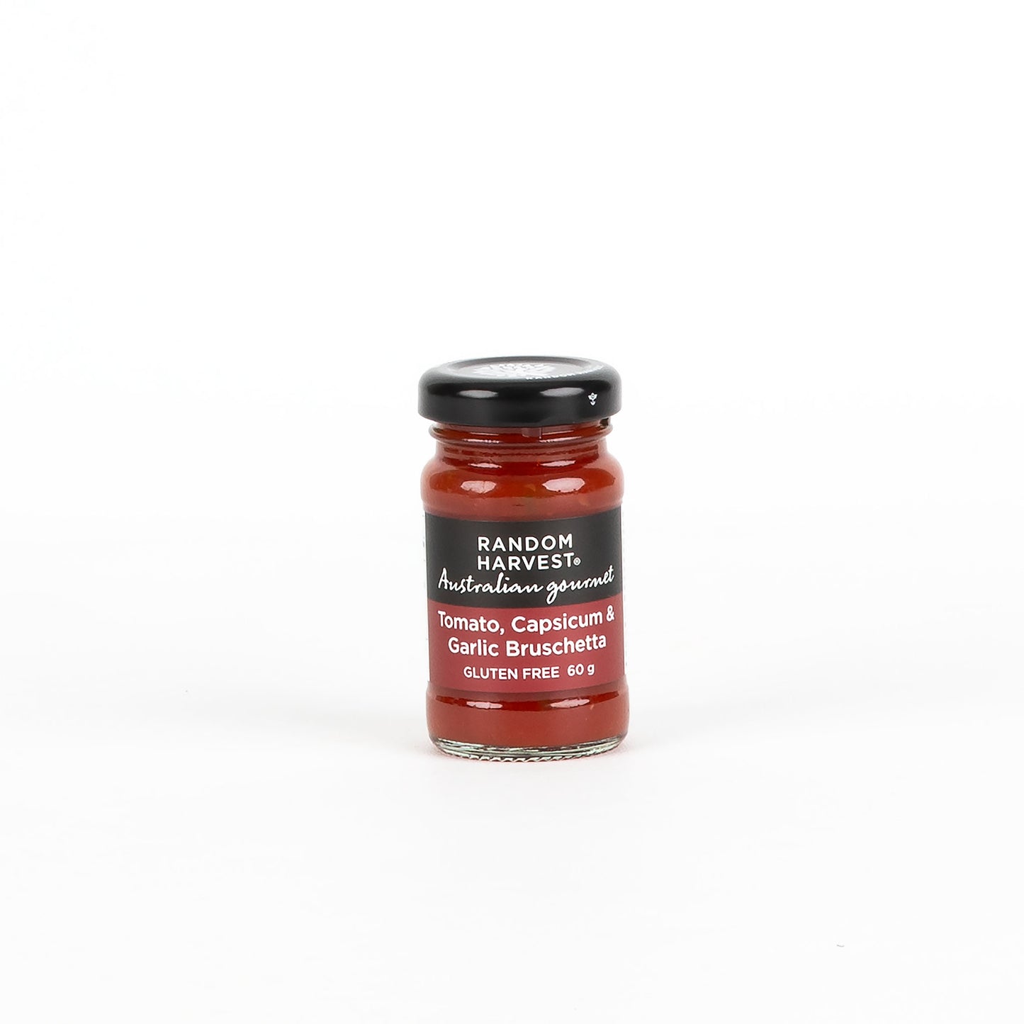 Jar of Random Harvest Tomato, Capsicum & Garlic Bruschetta on a white background