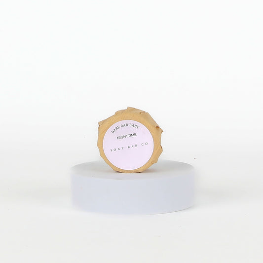 Wrapped soap bar with label on a white background