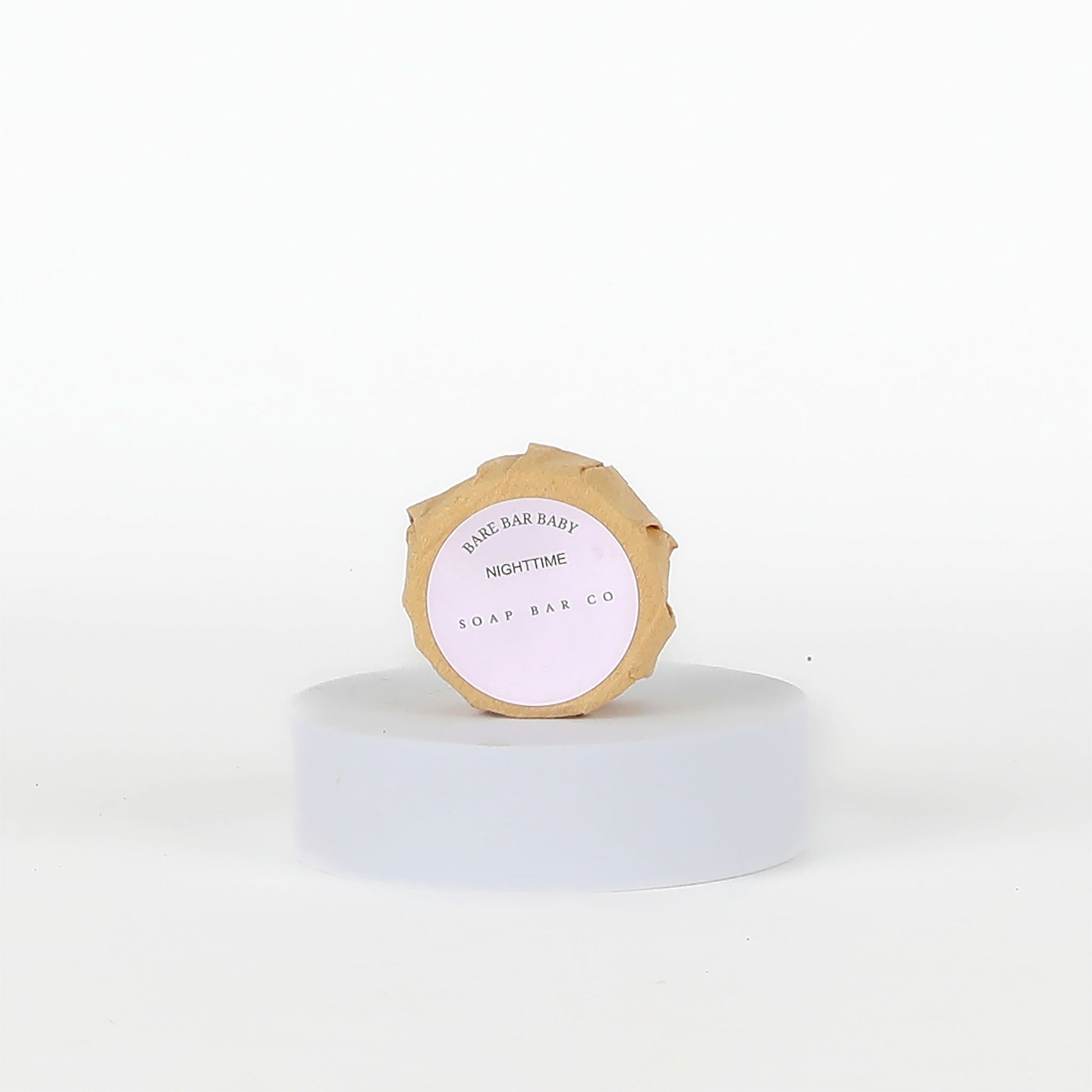 Wrapped soap bar with label on a white background