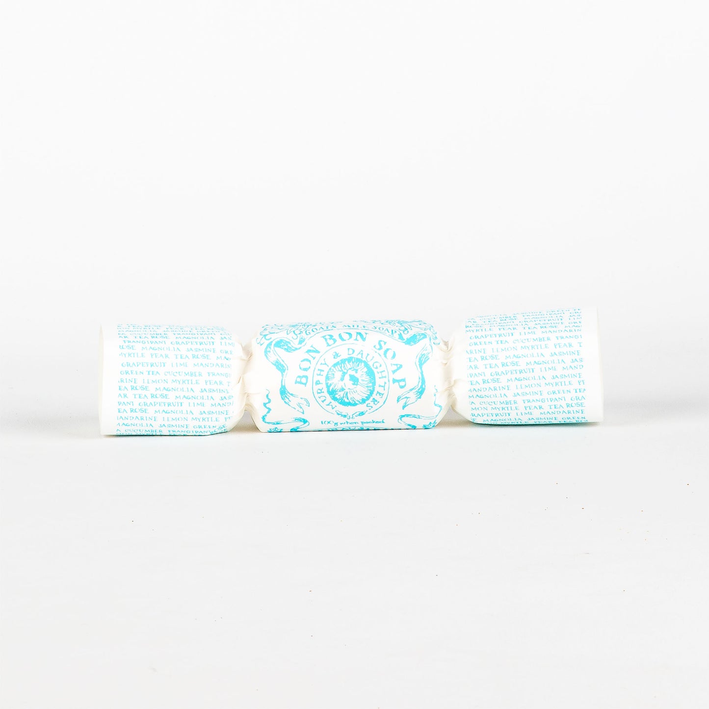 Gift cracker with blue text on a white background