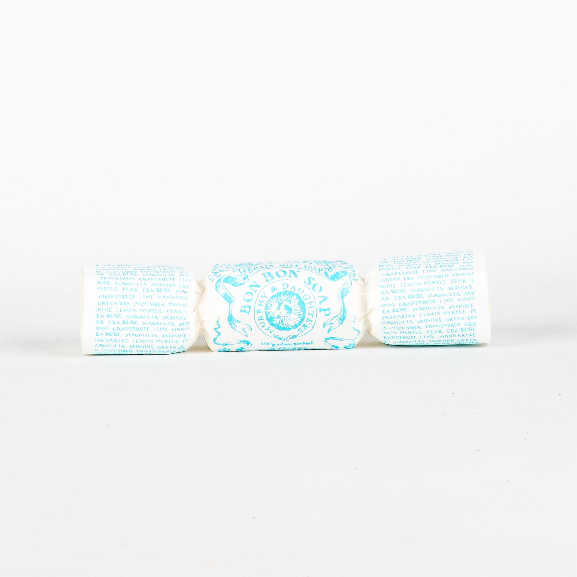 Gift cracker with blue text on a white background