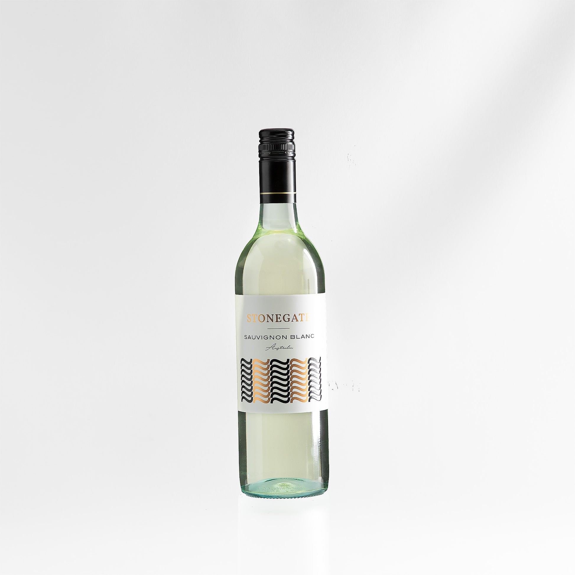 Bottle of Sauvignon Blanc on a white background