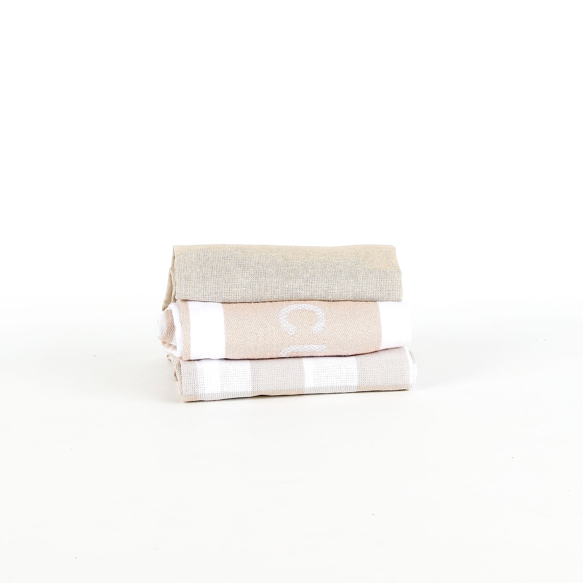 Folded hand towels on a white background