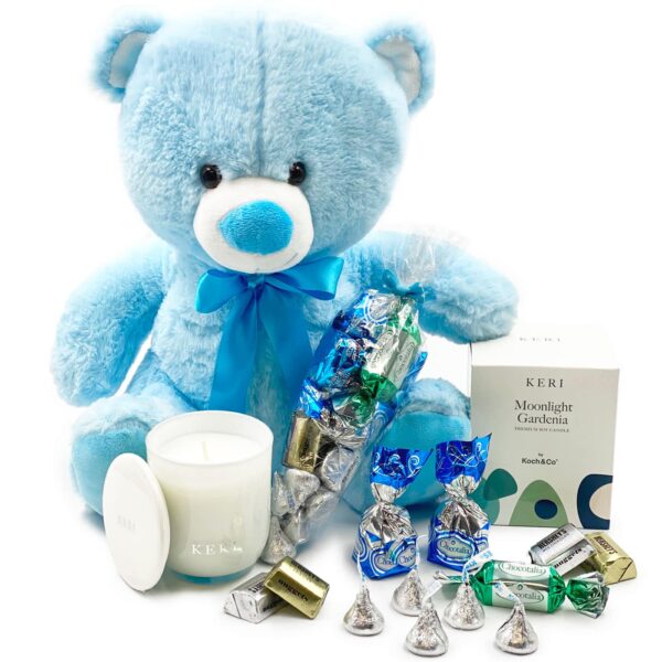 Blue Bear, Candle and Chocolates