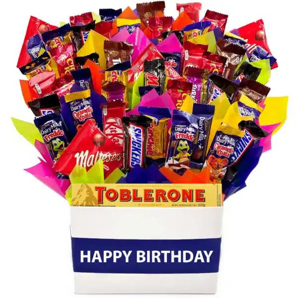 Large Happy Birthday Chocolate Bouquet-Navy