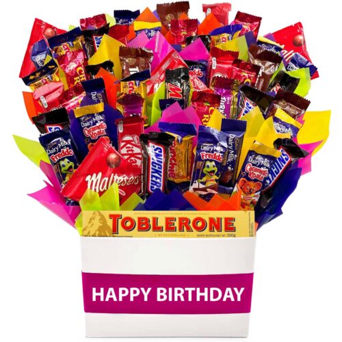 Large Happy Birthday Chocolate Bouquet- Hot Pink
