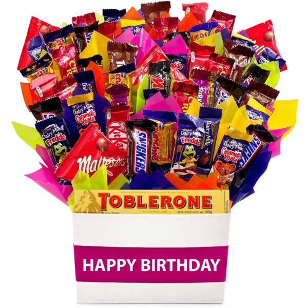 Large Happy Birthday Chocolate Bouquet- Hot Pink