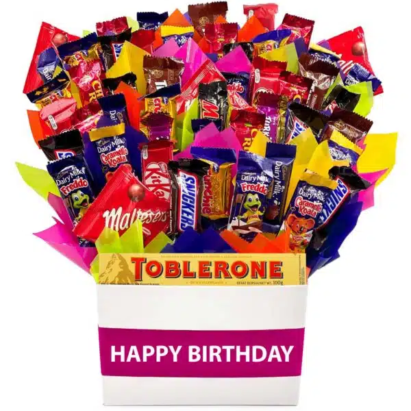 Large Happy Birthday Chocolate Bouquet- Hot Pink