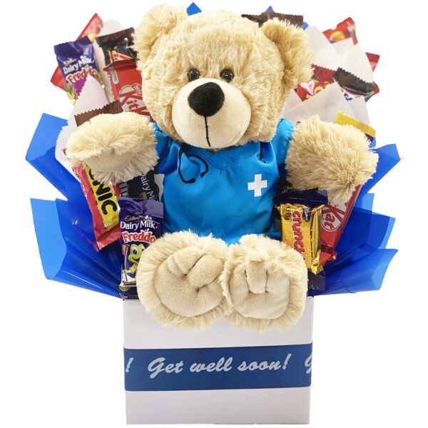 Get Well Soon Bouquet with Dr Bear - Blue