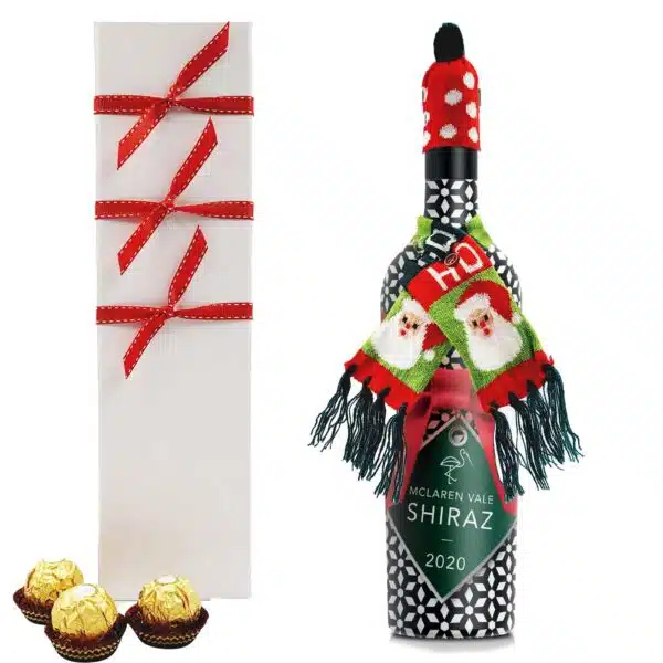 Christmas Wine Gift with Scarf & Hat