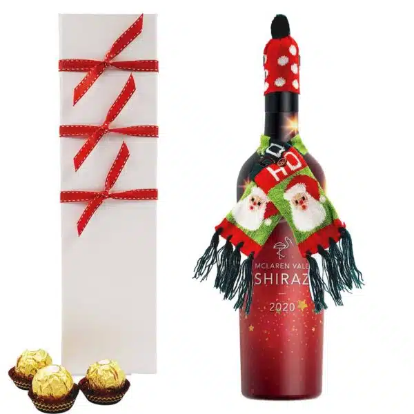 Christmas Wine Gift with Scarf & Hat - Image 2