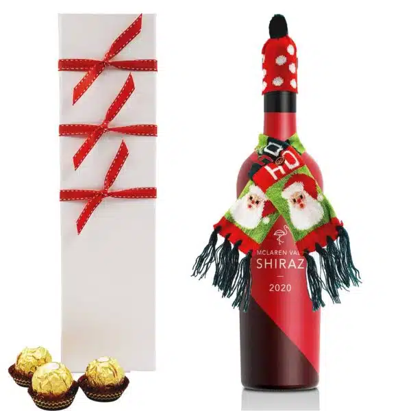 Christmas Wine Gift with Scarf & Hat - Image 3