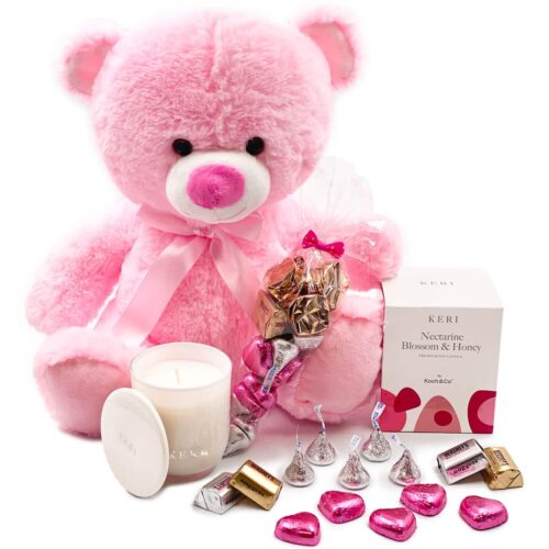 Pink Bear, Candle and Chocolates