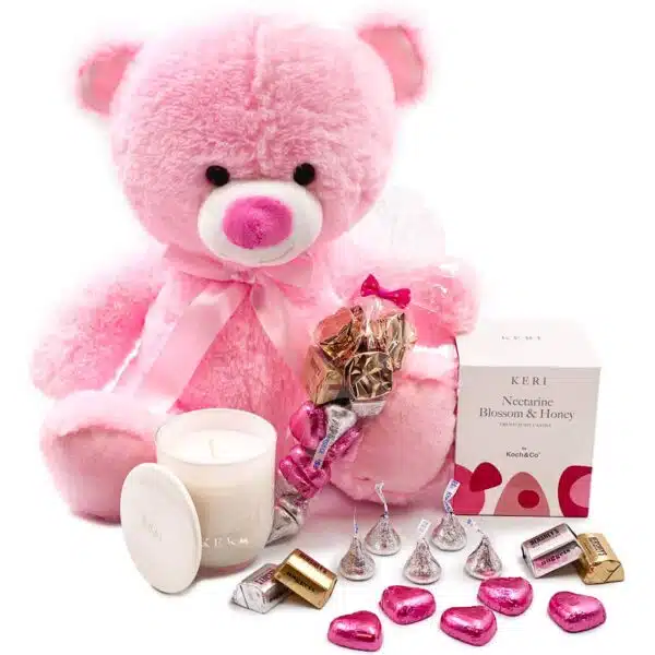 Pink Bear, Candle and Chocolates