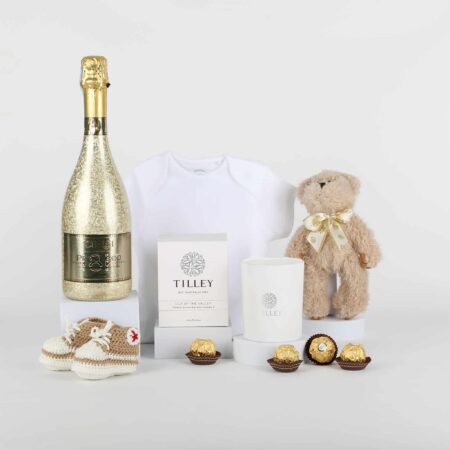 Newborn Baby Gift with Gold Prosecco